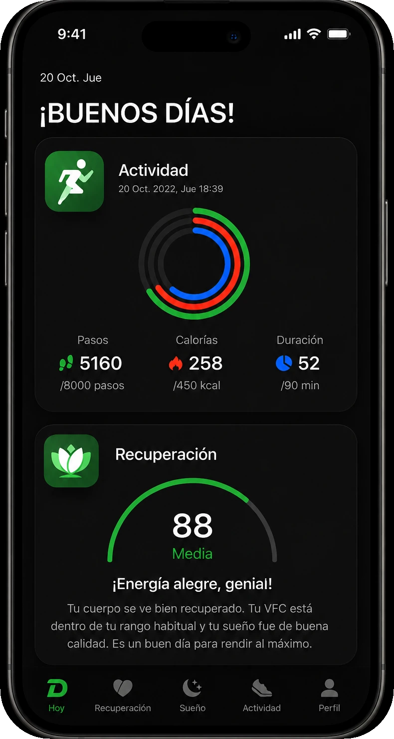 Pantallas de la app Da Halo